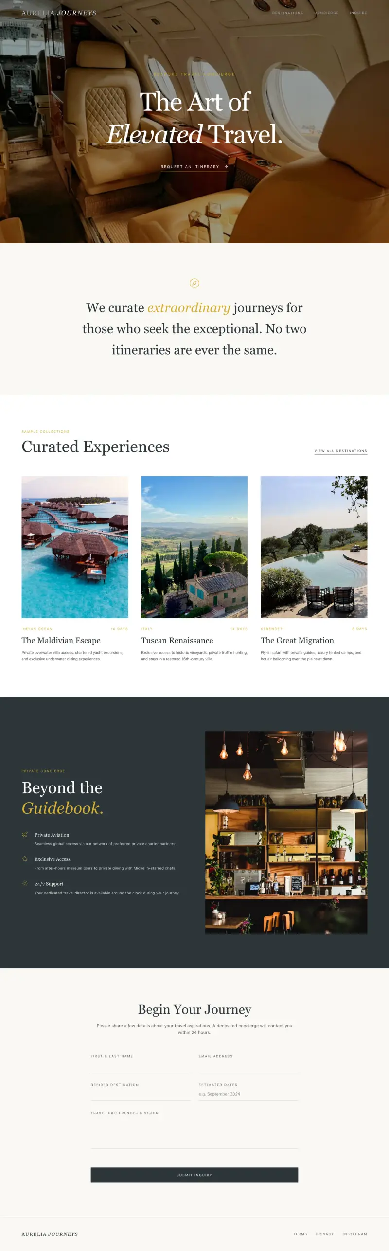 Luxury travel website built with Looops