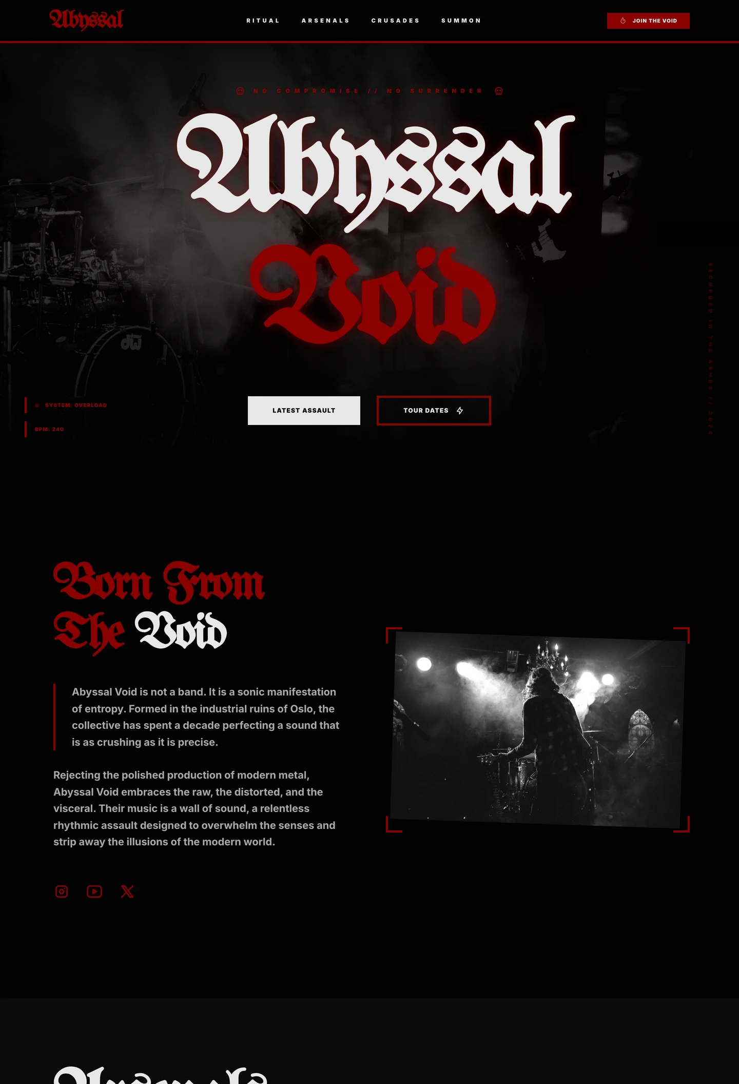 musician metal website built with Looops