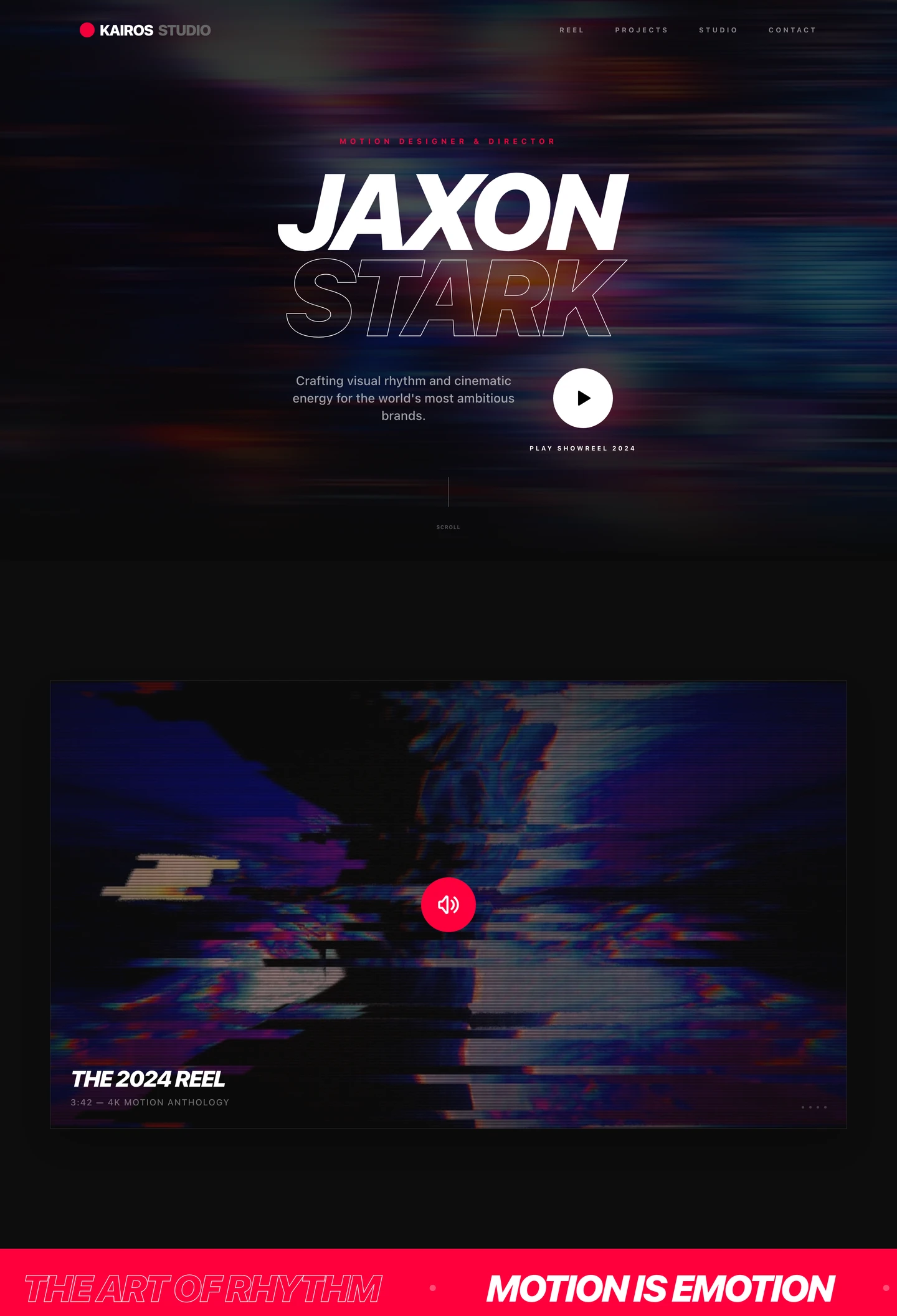portfolio motion website built with Looops