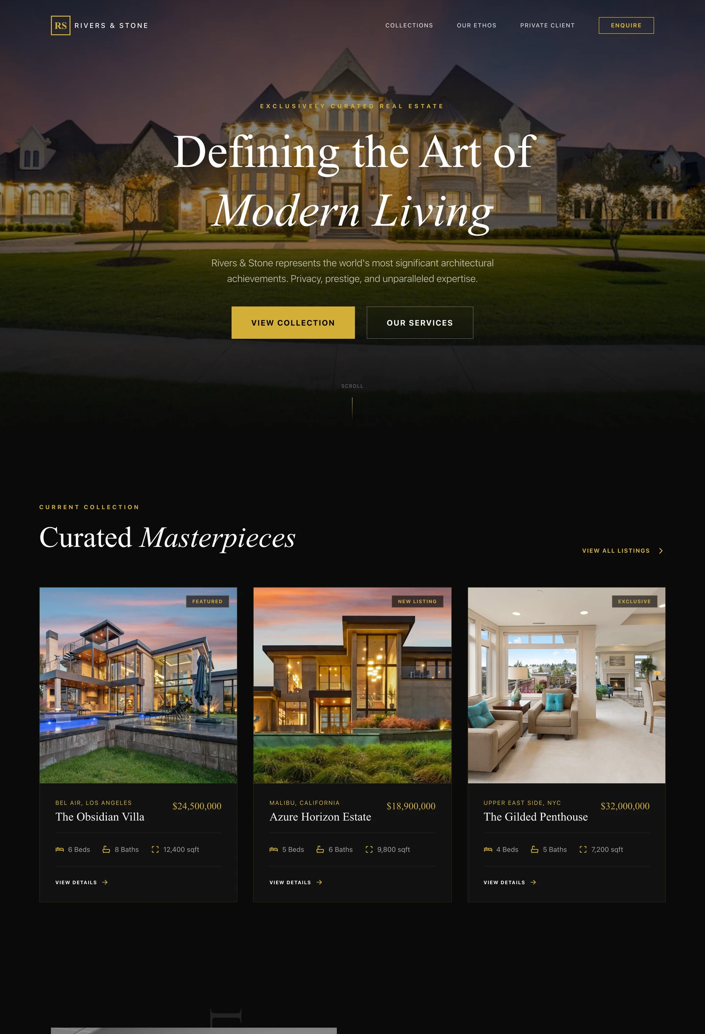 real estate luxury website built with Looops